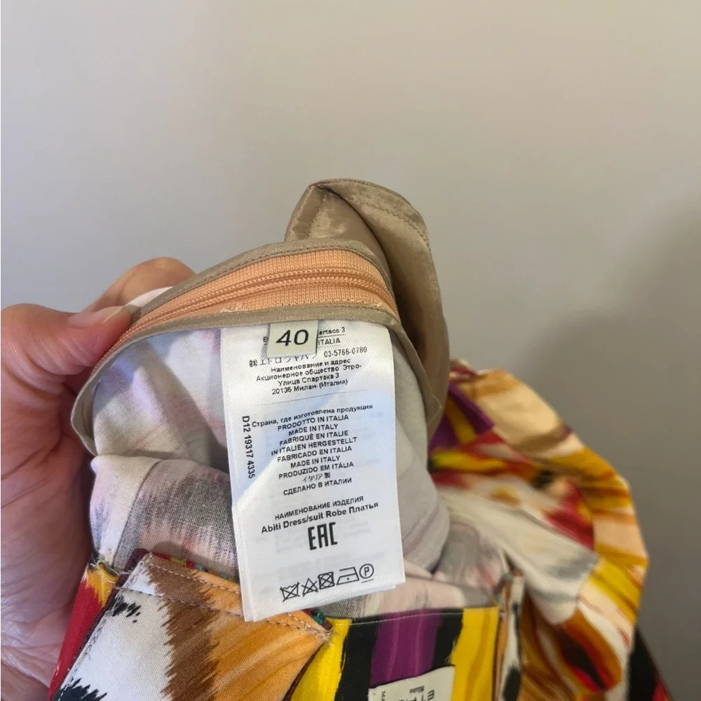 ETRO FUCHSIA IKAT RIBBON STRAP MIDI DRESS SIZE EU 40 - Picture 13 of 13